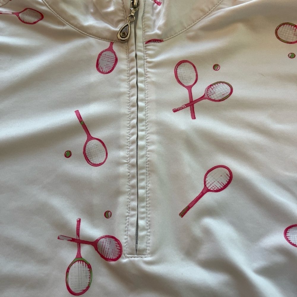 SanSoleil White and Pink Tennis Top, Vented sleeves, UPF 50 size M - Picture 5 of 9